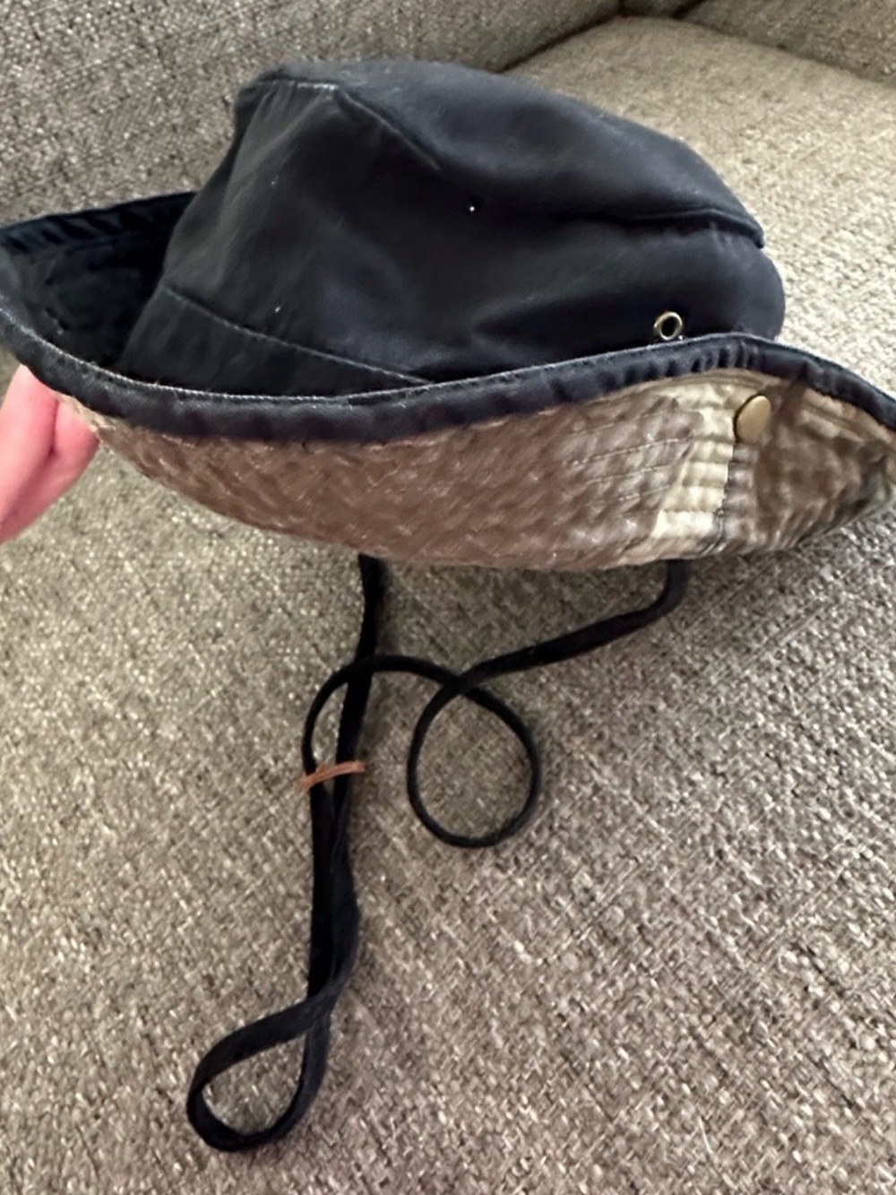 DPC Dorfman Pacific Black Camo Trim Boonie Bucket Hat Mens Size M Sun